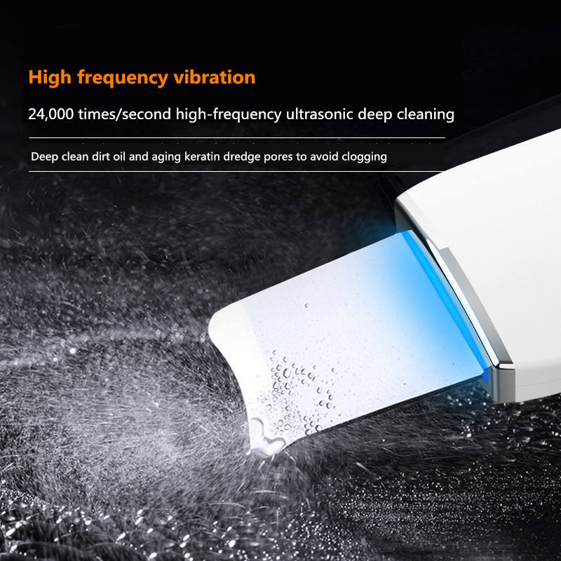 Facial Lift Deep Face Cleaning Device. Red Blue Light Electric Ultrasonic Face Sonic Skin Scrubber & Spatula