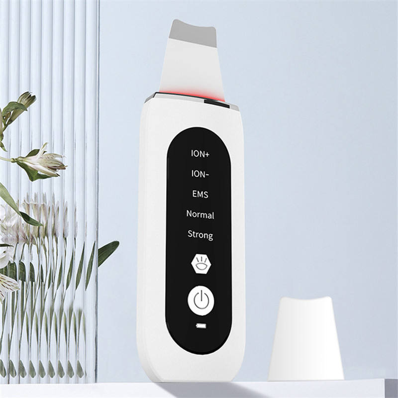 Facial Lift Deep Face Cleaning Device. Red Blue Light Electric Ultrasonic Face Sonic Skin Scrubber & Spatula
