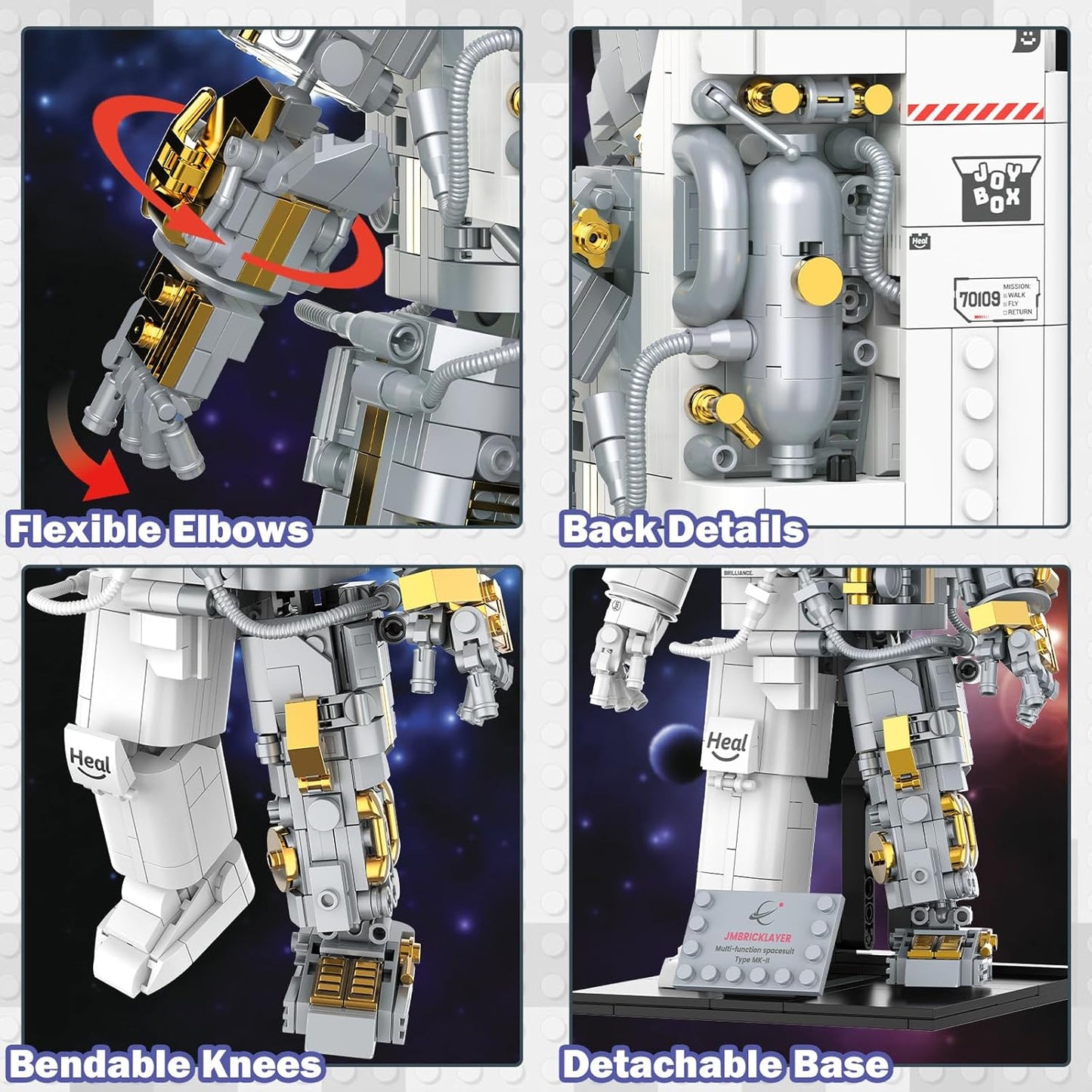 Space Astronaut Building Block Sets for Adults, 1008 PCS Spaceman Toys with Display Stand