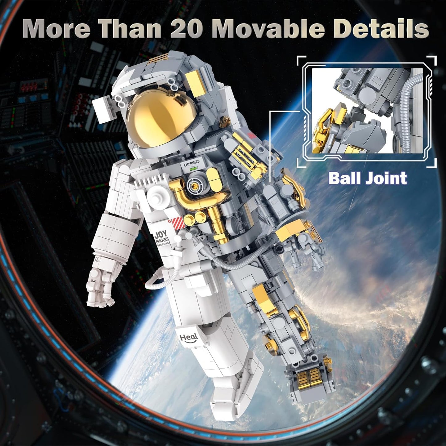 Space Astronaut Building Block Sets for Adults, 1008 PCS Spaceman Toys with Display Stand